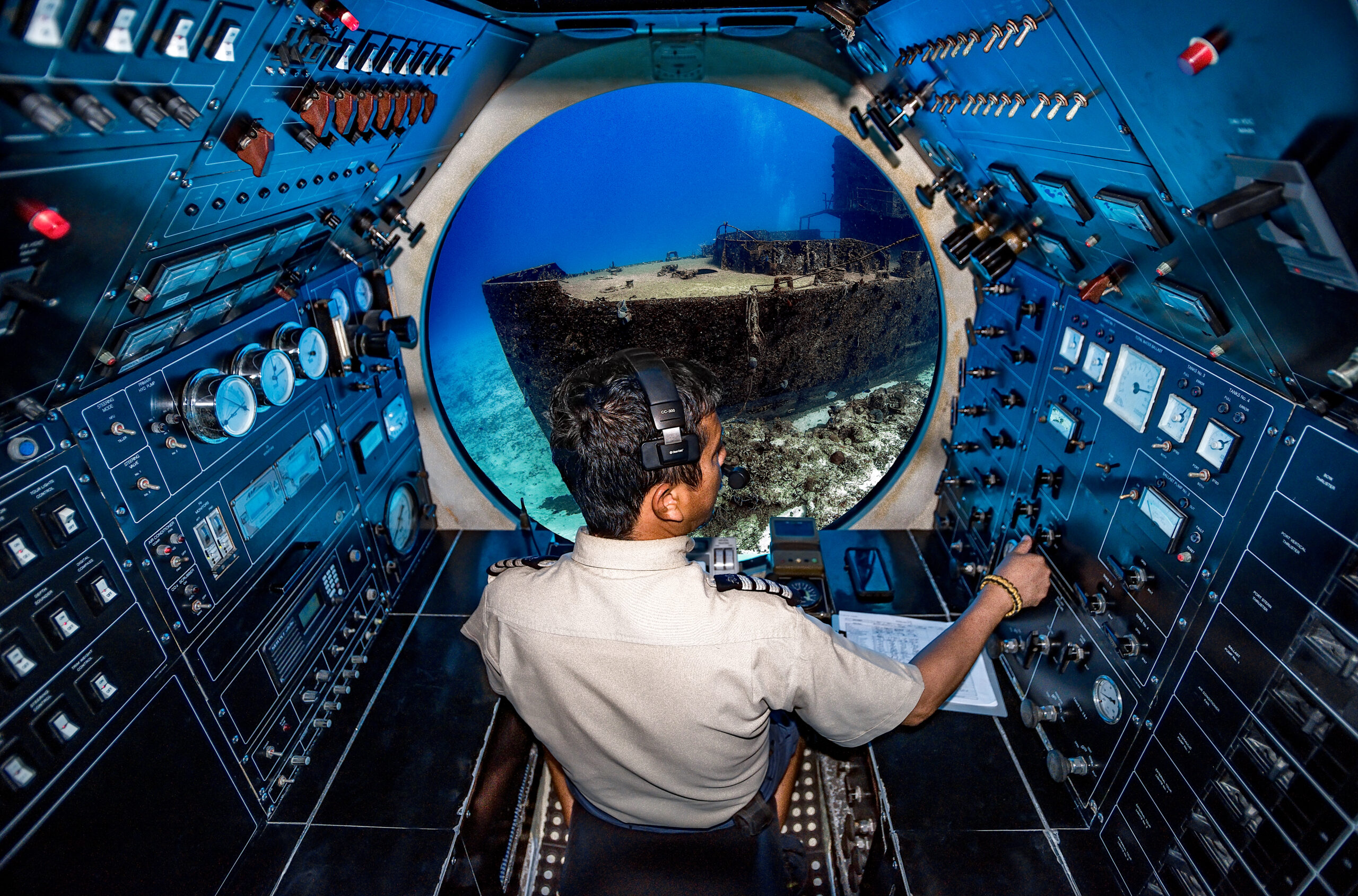 Submarine Captain at Work in Cozumel