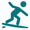 Icon of a person over a board representing the possibility of lift foilboarding over the amazing water of Cozumel Island