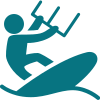 Icon showing a person on a board hanging on a rope in order to Jetfoil on the beautiful Cozumel waters