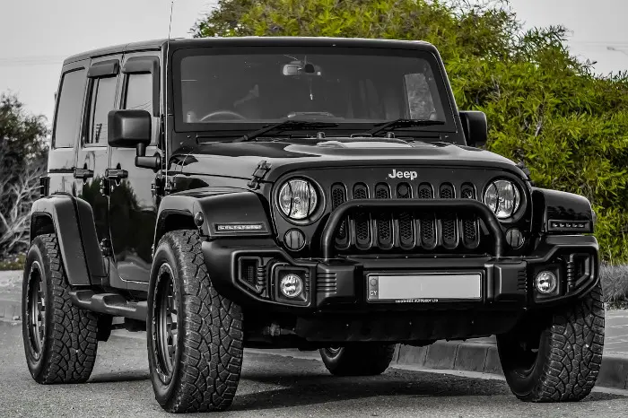 Clean Black Jeep 4 wheels car