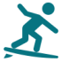 Icon of a person over a board representing the possibility of lift foilboarding over the amazing water of Cozumel Island